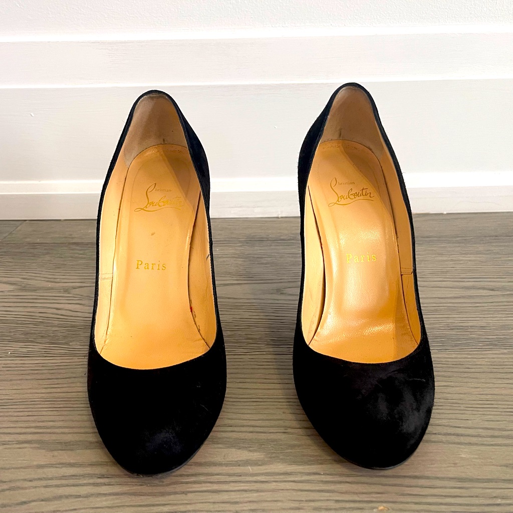 Christian Louboutin Fifi 100 Black Suede Size 38.5